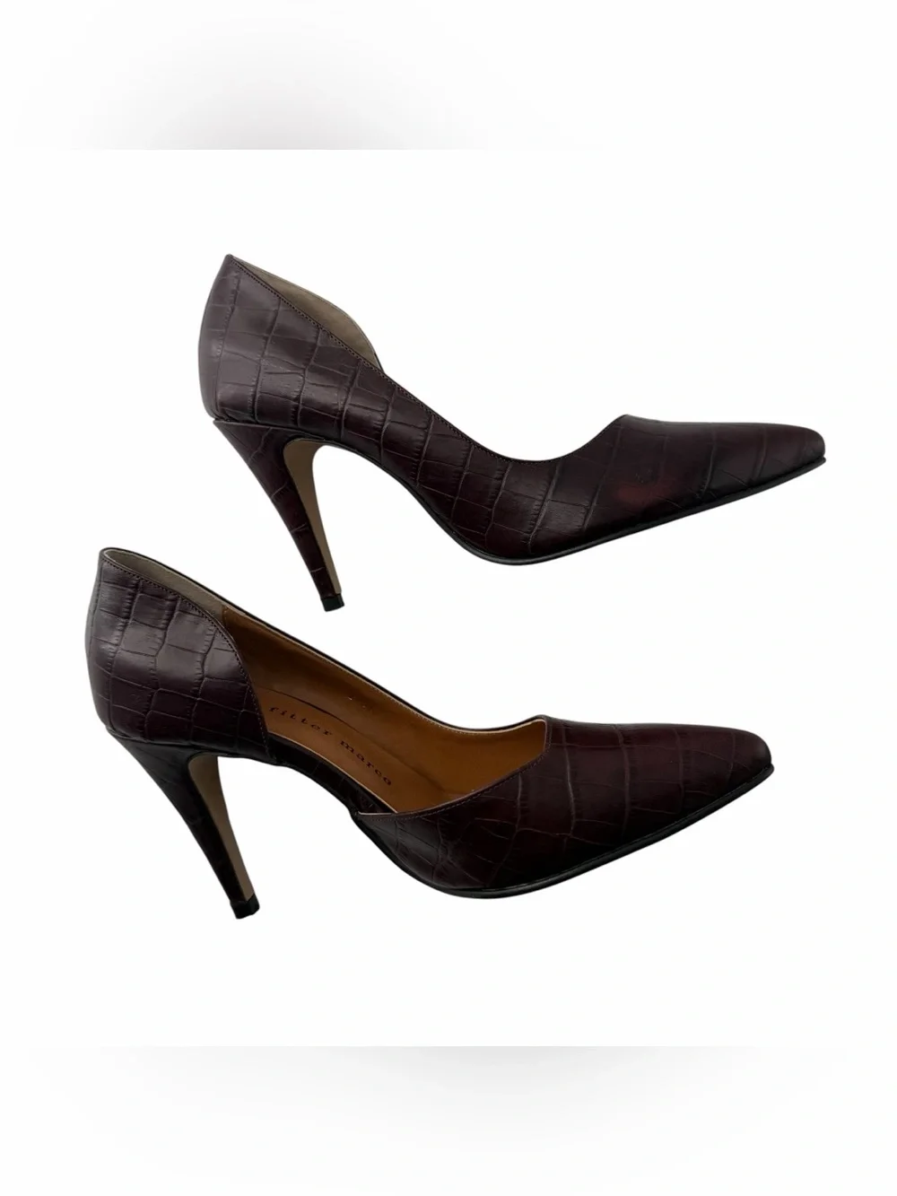 Croc-Textured Burgundy High Heel Feminine Classic 3.5” Pump for Women Size 7.5